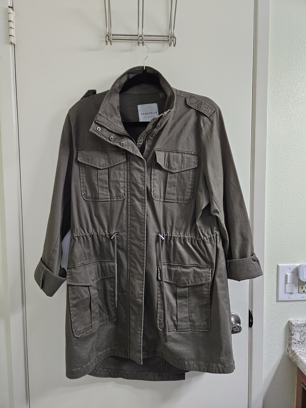 Bagatelle Olive Green Utility Jacket with Drawstring Waist